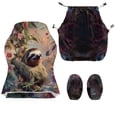 thumbnail image 4 of Whosucclay Sloth Forest Print Office & Gaming Chair Slipcover Breathable Stretch Computer Desk Chair Cover with Zipper 4-Piece Racing Computer Chairs Slipcover Set, 4 of 8