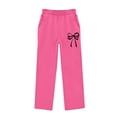 thumbnail image 5 of Cethrio Girls Sweatpants, Open Bottom Printed Fleece-lined Elastic Waist Straight-leg Pants Hot Pink Size 11-12 T, 5 of 6