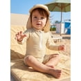 thumbnail image 6 of Baby Boys Swimsuit Seersucker Long Sleeve One Piece Zipper Bathing Suit Rash Guard Swimwear Sunsuit, 6 of 8