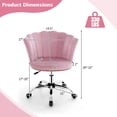 thumbnail image 3 of Costway Velvet Petal Shell Office Chair Adjustable Swivel Accent Vanity Armchair Pink, 3 of 9