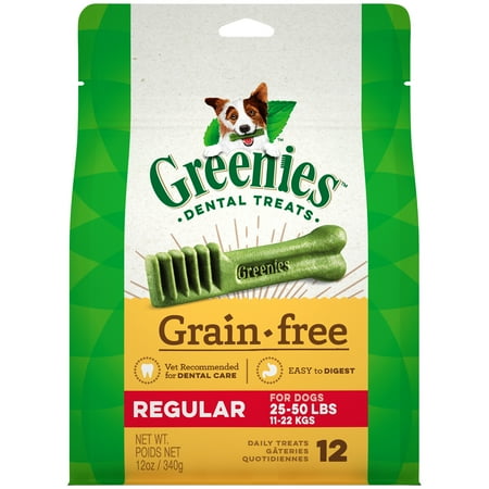 GREENIES Grain Free Regular Size Dental Dog Treats, 12 oz. Pack (12 Treats)