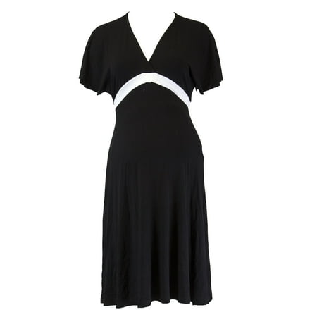 

OLIAN Maternity Women s Wide Scoop Neck Tie Empire Waist Dress X-Small Black