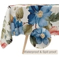 thumbnail image 2 of 60x84inches Floral Rectangle Tablecloth Blue Pink Flowers Blossom Printed Table Cloth Waterproof and Washable Fabric Table Cover for Kitchen Dining Room Living Room Patio Home Decors, 2 of 7