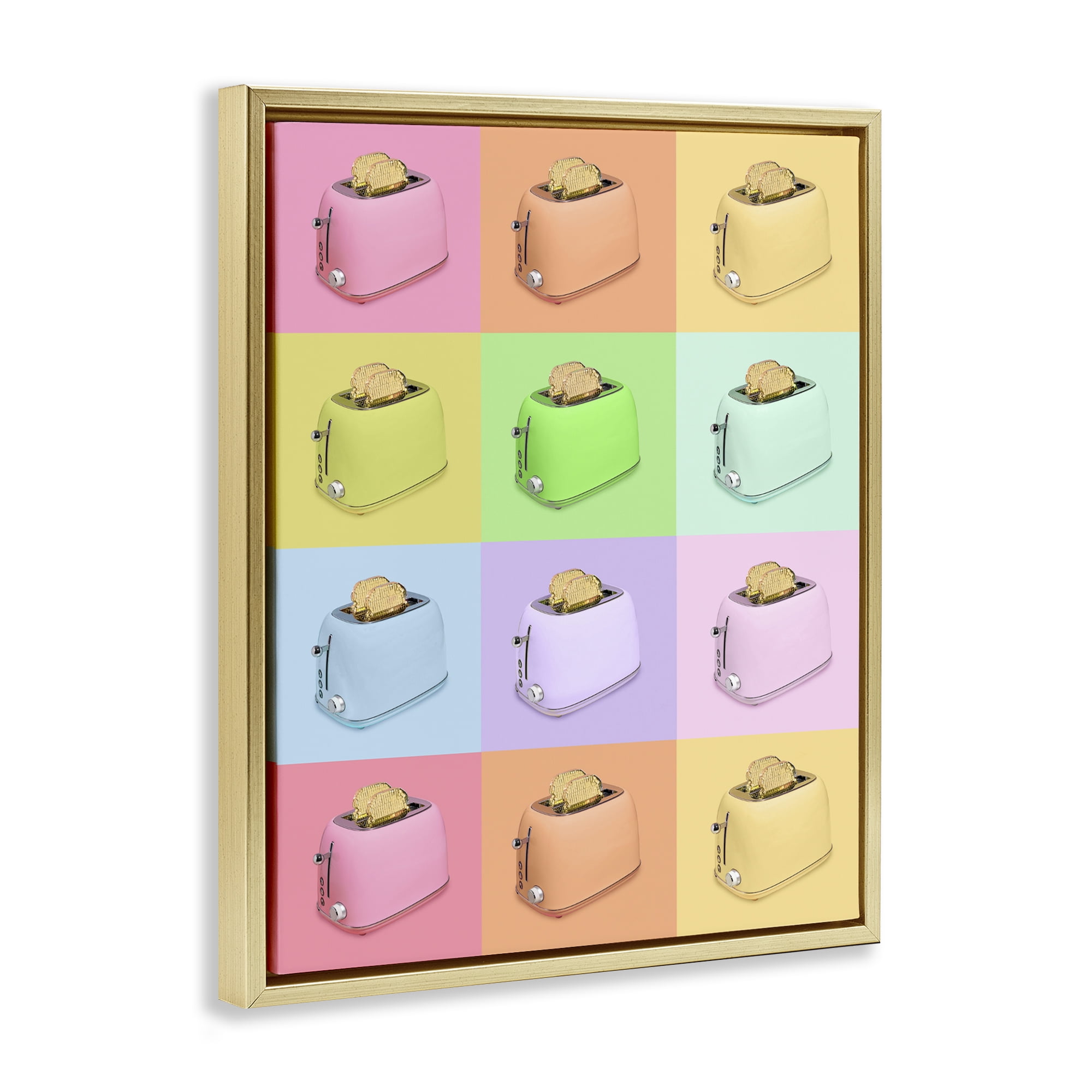 Stupell Industries Golden Disco Toaster Collage Gold Framed Floater Canvas Wall Art, design by LISH Creative