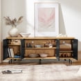 thumbnail image 6 of Morden Fort 74" Cabinet Modern TV Stand for TVs up to 80", Entertainment Center Large TV Storage Cabinet Media Console with 4 Doors, Natural, 6 of 7