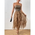 thumbnail image 6 of Women's Solid Color Mesh Panel Strapless Maxi Dress, 6 of 10