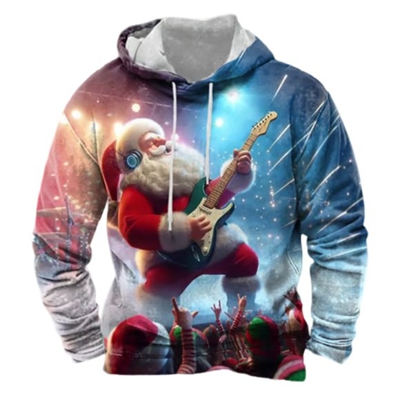 LUOGENLI Hoodies for Men Pack of 6 Winter Holiday Printed Warm Hooded Sweatshirt for Festive Apparel Mens Hoodies Blanket Light Blue Size XXL