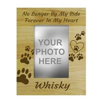 Darling Souvenir Personalized Wood Engraved Dog Memorial Picture Frame - No Longer By My Side, Forever In My Heart - Loss Of A Pet Gift -4 x 6 Inches Horizontal