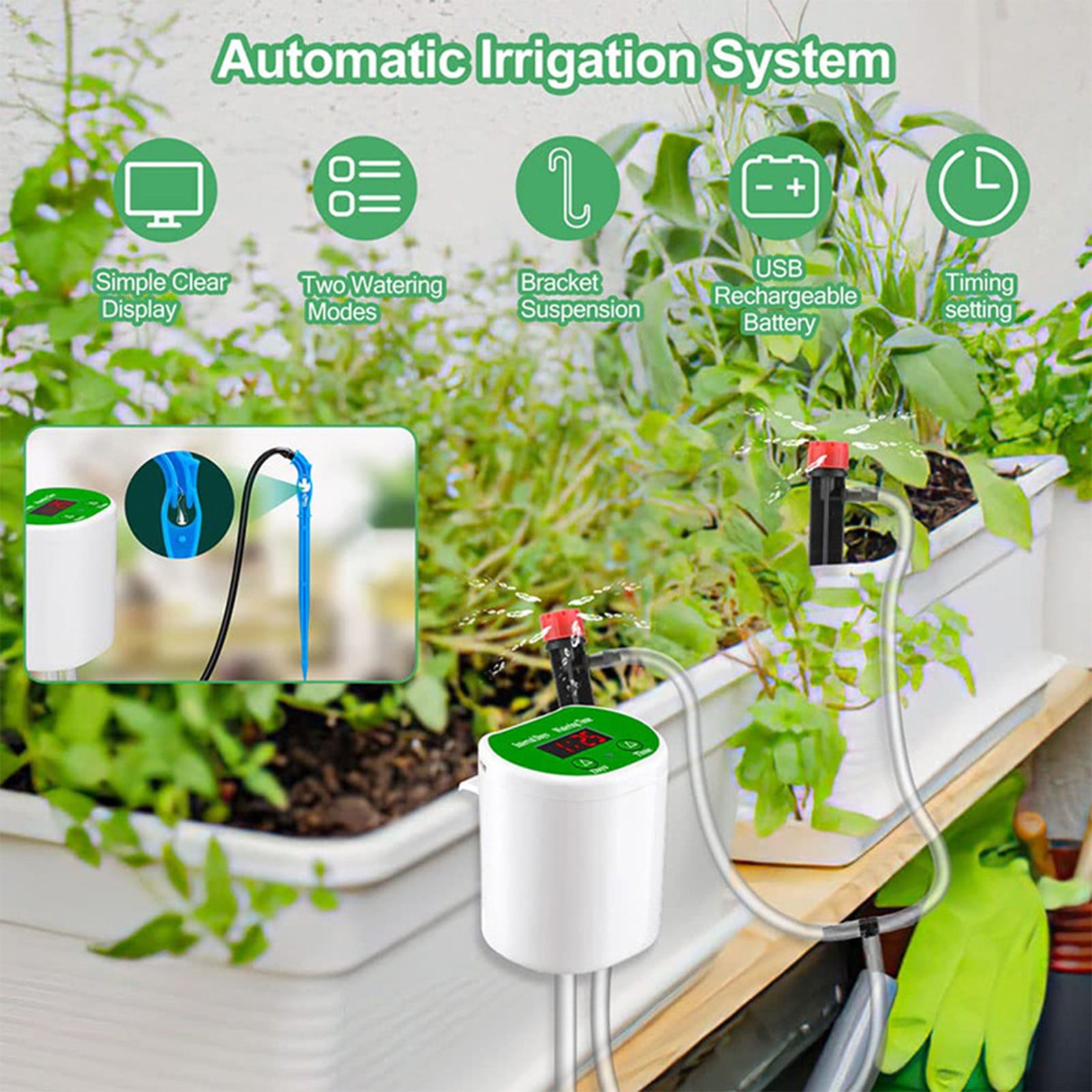 Automatic Watering System for Potted Plants - Digital Water Timer Upgraded DIY Automatic Drip Irrigation Kit for House, Garden, Balcony and Office