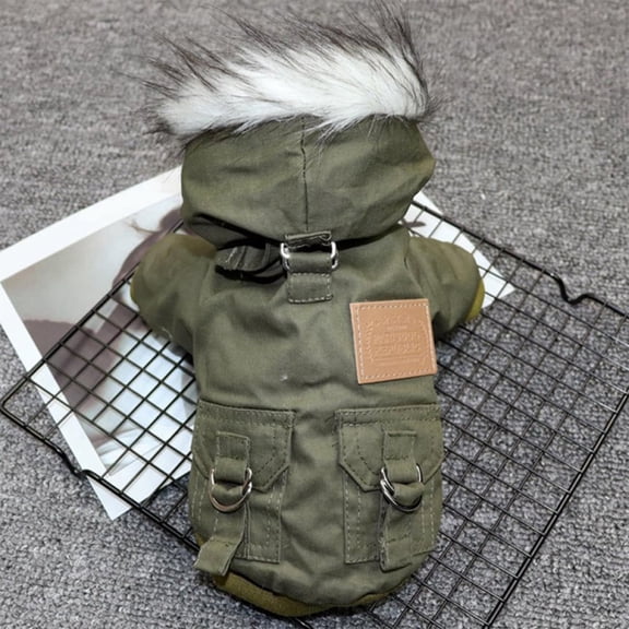 LQCrafK Pet Dog Warm Snowsuit Clothes Waterproof Windproof Airman Fleece Winter Coat Puppy Apparel Cold Weather Dog Jacket XS-2XL