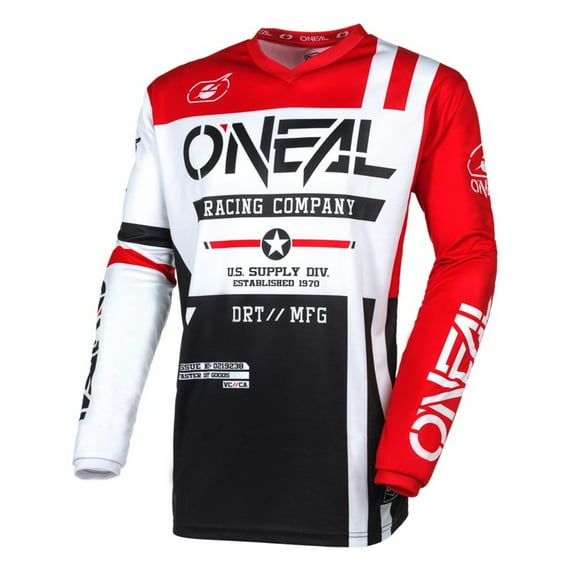 O'Neal 2024 Element Warhawk Offroad Motocross Jersey - Black/White/Red - Small