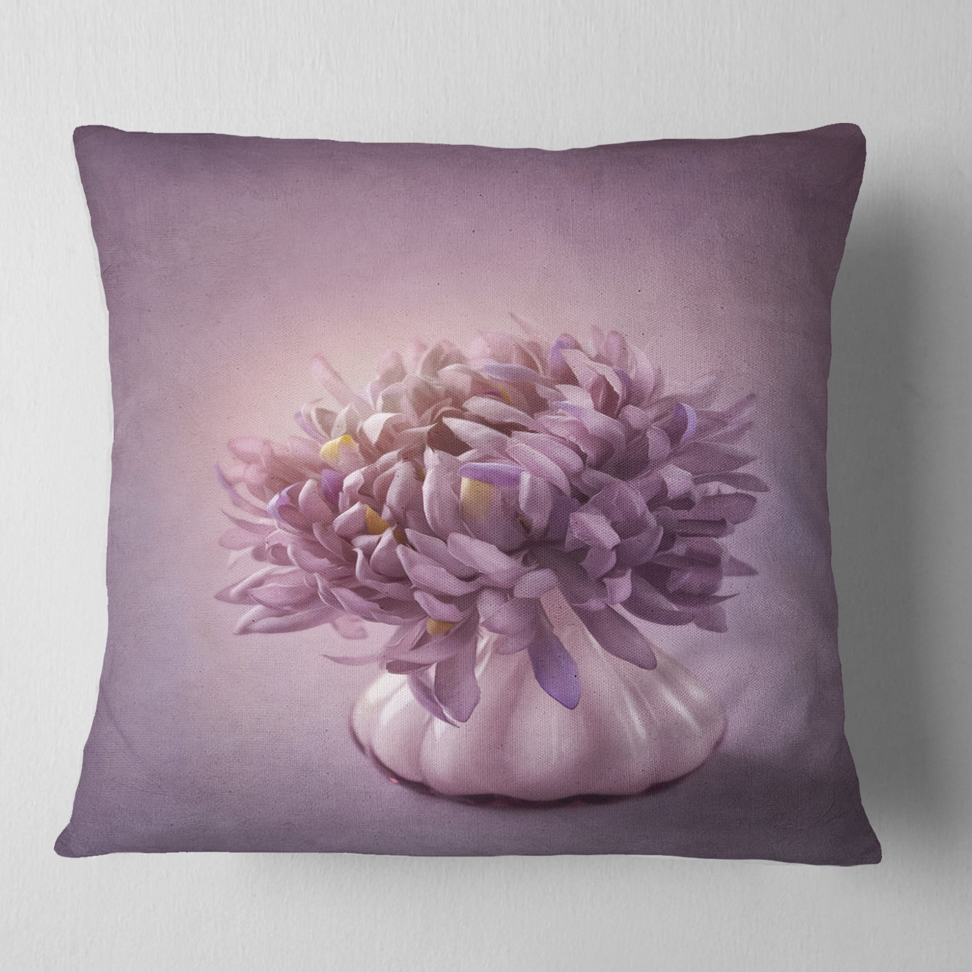 Designart Autumn Purple Flower in Vase - Floral Throw Pillow - 18x18