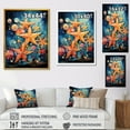 thumbnail image 4 of Designart "Starfish Collage in Blue and Orange" Animals Framed Wall Art - Modern Yellow Starfish Entryway Framed Wall Art, 4 of 6