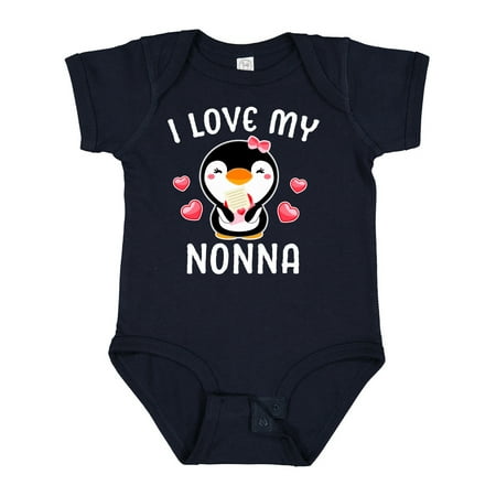 

Inktastic I Love My Nonna with Cute Penguin and Hearts Gift Baby Girl Bodysuit