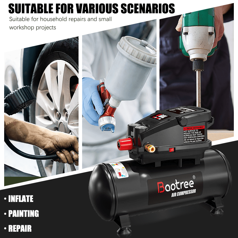 EAYSG 4 Gallon Portable Air Compressor, 110PSI Max, Oil-Free 0.5HP Motor, 0.6 SCFM @ 90 PSI, Quiet 70dB, for Car Tires, Spray Painting, Nail Guns & DIY Home Projects