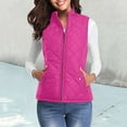 thumbnail image 2 of adviicd Women's Vest, Stand Collar Lightweight Zip Quilted Vest for Women 2025 Fall Fashion (Hot Pink, XXL), 2 of 5