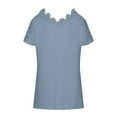 thumbnail image 5 of Babysbule Womens Summer Tops Clearance Women Casual Solid Short Sleeve V-Neck Loose Lace Blouse Tops T-Shirt, 5 of 7