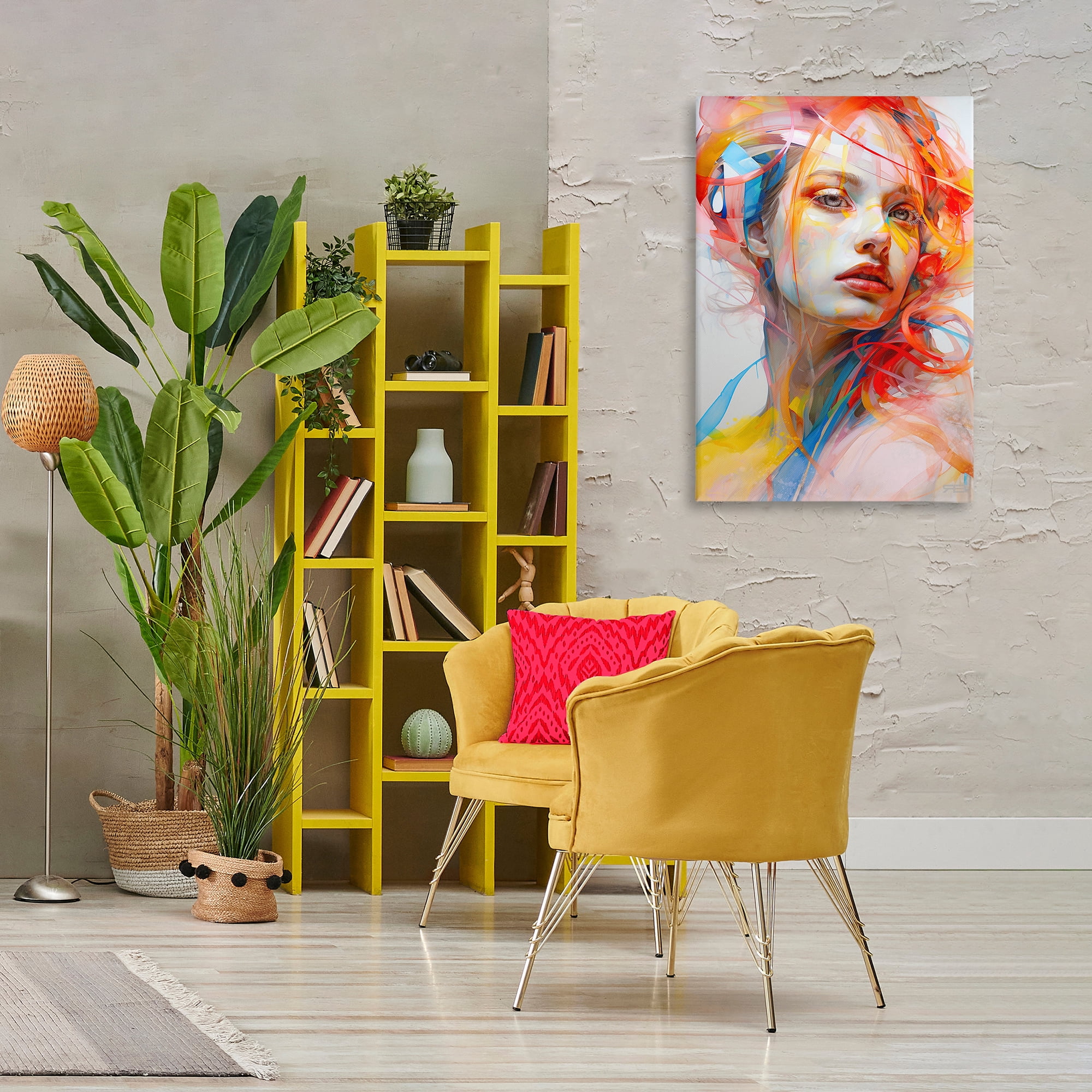 Stupell Industries Swirling Hair Portrait Novelty Painting Gallery Wrapped Canvas Art Print Wall Art, 24 x 36