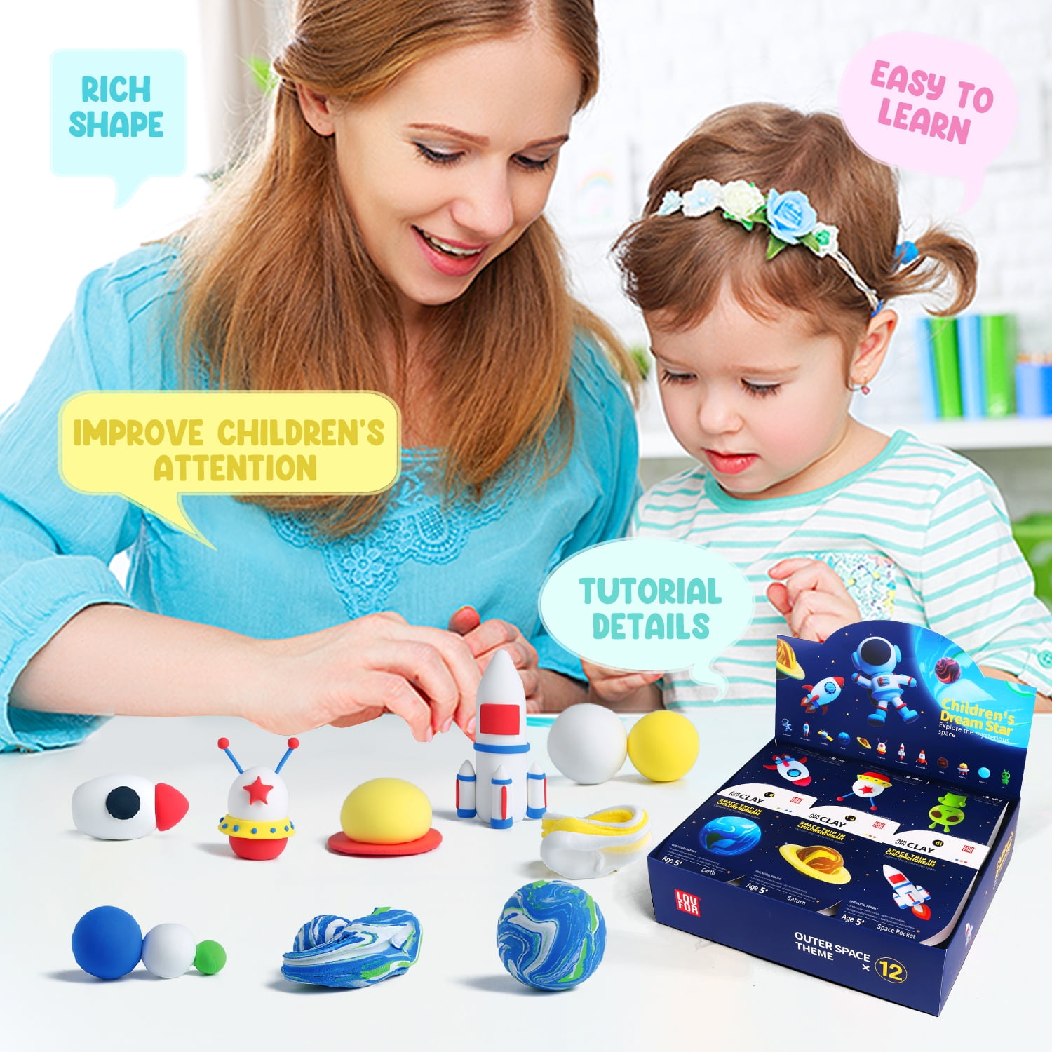 Air Dry Clay Kits - Modeling Clay for Kids, Ultra Light & Soft, Safe & Non-Toxic, DIY Air Dry Clay Kit with Sculpting Tools and Tutorials, Creatible Art Crafts Toys Gifts for Boys Girls