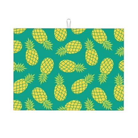 

Dish Drying Mats for Kitchen Counter - Cute Pineapple Pine Green 18x24in Dish Drying Pad Coffee Mat with Hanging Loop Super Absorbent Kitchen Counter Mat Coffee Bar Accessories
