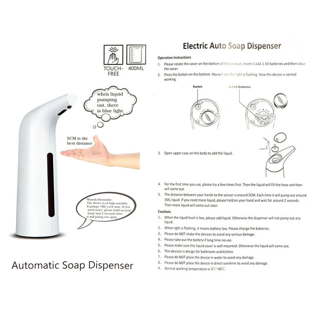 Automatic Soap Dispenser Touchless Refill Soaps Pump 400ml Battery Operated Waterproof Sensor Liquid Dispensers Bathroom Hotel Deep Wood Grain