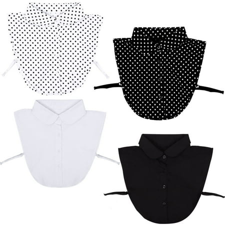Women's Detachable Chiffon Collar, Dickey Fake Ornament Collar, Faux False Decoration Collar, Polka Dots Half Shirts Blouse for Women Girls for Spring Autumn