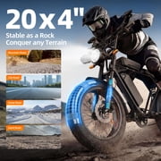 Unibike Ebike for Adults, 748 Peak Motor Electric Bike, 48V/15Ah Removable Battery, 20“X4” Fat Tire E-Mountain Bike, Off-Road E-Bike With Led Turn Signals
