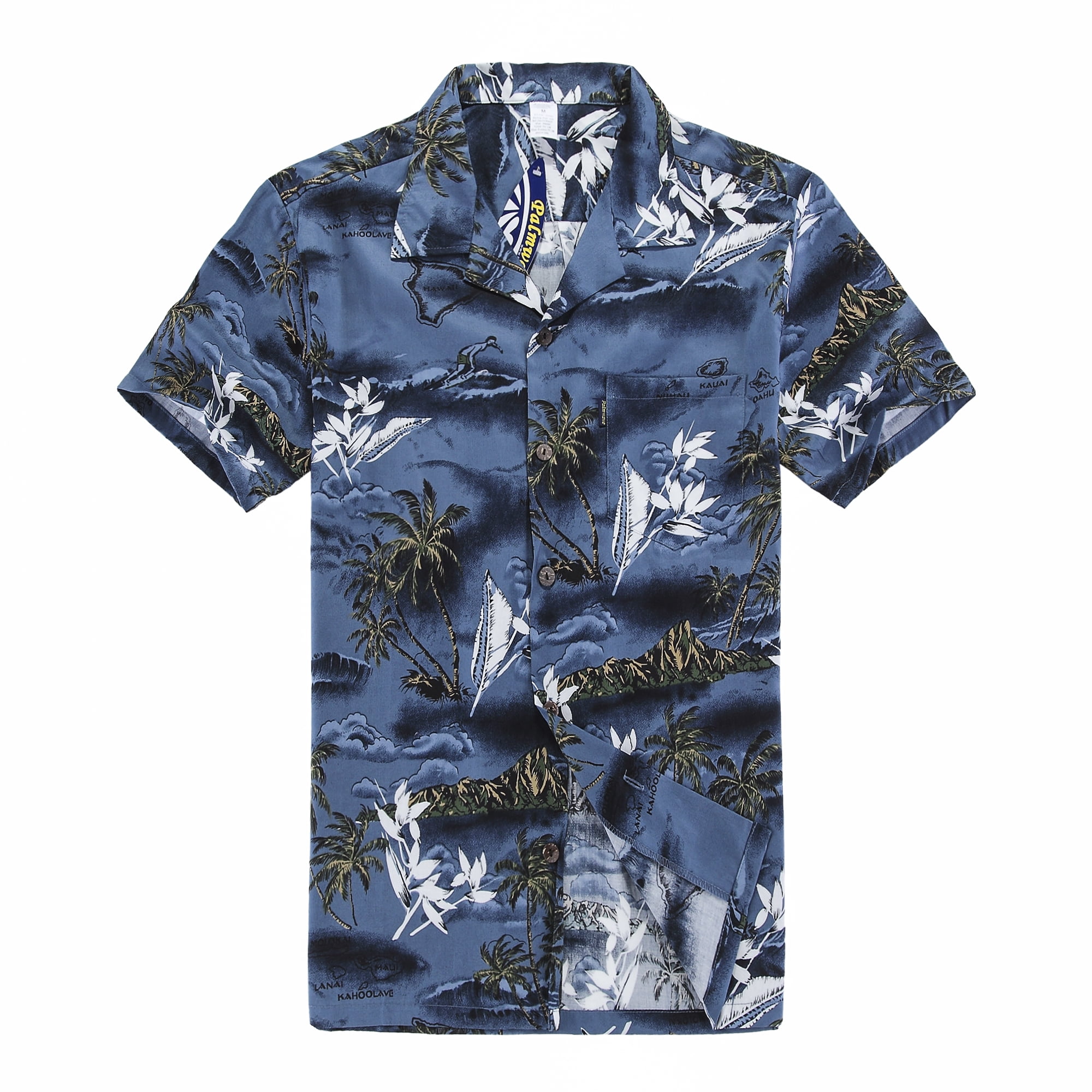 Mens Hawaiian Shirt Aloha Shirt in Surfers & Palms