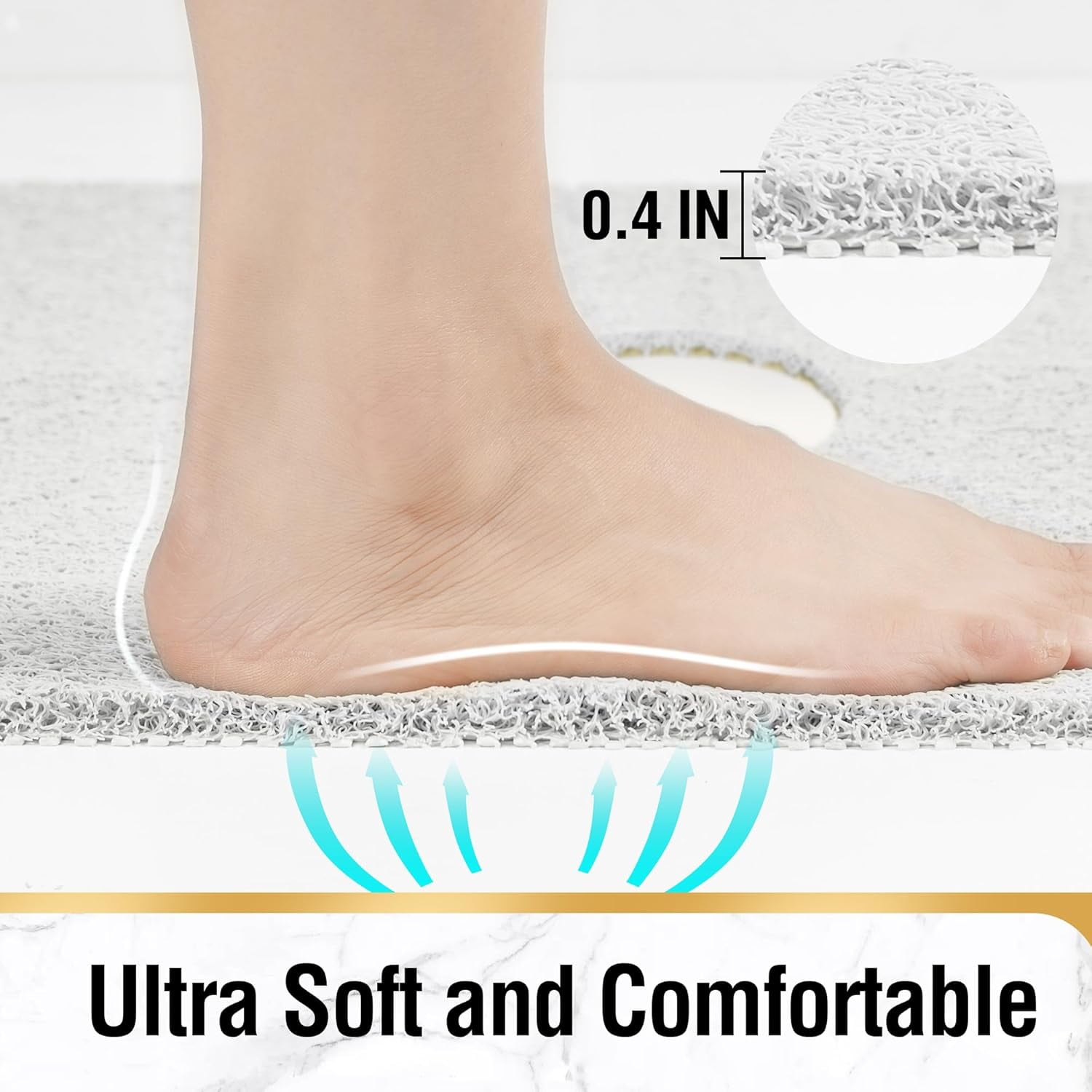 UniVerse Square Shower Mat,24 x 24 Inch Non Slip Bath Mat for Tub,Soft PVC Loofah Bathtub Mats with Drain Holes, Quick Drying Bathroom Stall Floor Mat, Bathroom Accessories Without Suction Cup, White