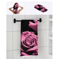 thumbnail image 6 of Pink Rose Towel Set of 3, Soft Microfiber Bath Towels, Hand Towel, Washcloths, Vintage Abstract Garden Flower Floral Black Quick-Dry Absorbent Towels for Bathroom Kitchen Hotel Beach Gym Spa, 6 of 7