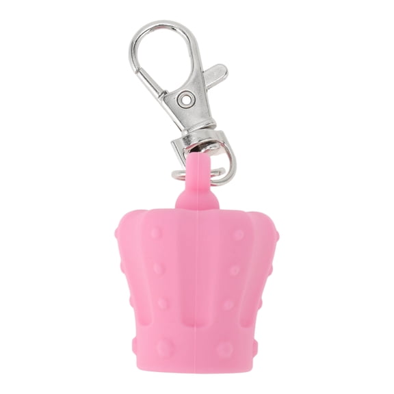 Unique Bargains 1 Pc Crown Lip Gloss Keychain Cap Pink Silicone