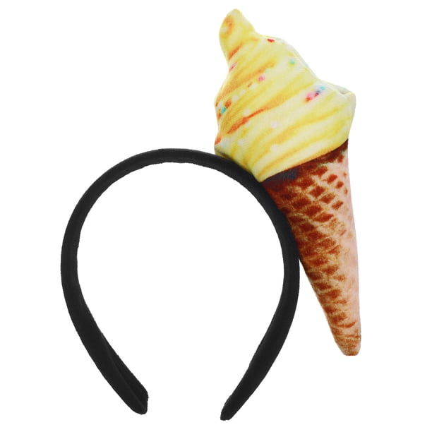 Diadema de helado, adorno para el cabello con forma de cono de helado, accesorio para adultos