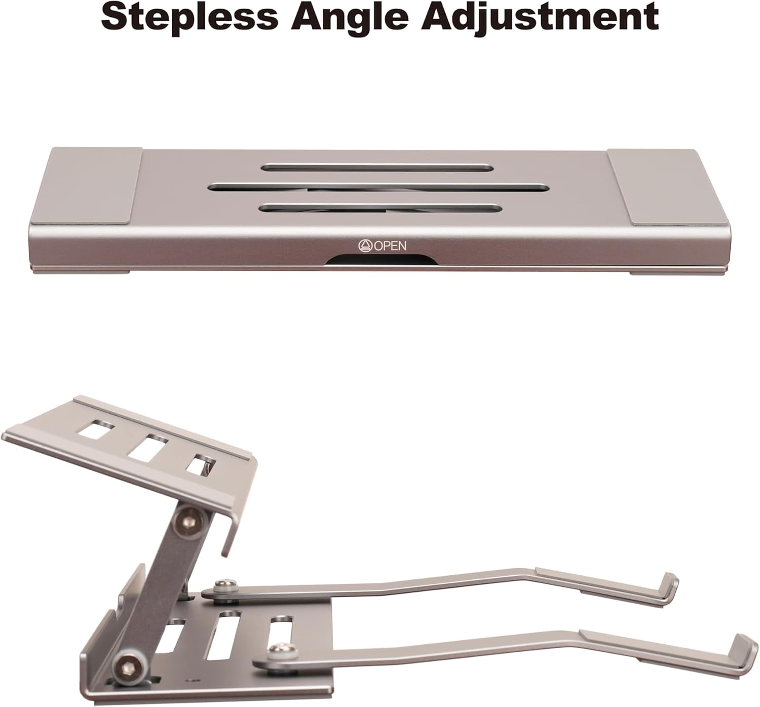 Aluminum Fold & Laptop Riser Stand 3-in-1 Adjustable, Foldable Cooling with Integrated Storage Box, Ruler and Ultra-Slim Portable Design for MacBook, Tablet, Ipad, Keyboard All