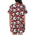 thumbnail image 4 of Womens Pajama Sets With Pocket, football soccer ball red Lounge Sets Short Sleeve Sleepwear PJ Sets for Women, 4 of 6