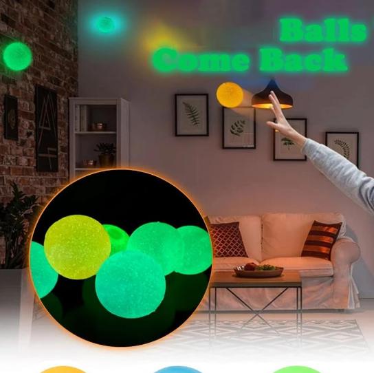 Magic Ceiling Globs 4 Stück - Klebrige Stressbälle, Leuchten Im Dunkeln, Aus Weichem Gummi, Für Kinder & Erwachsene