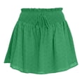 thumbnail image 6 of Women's Summer Solid Color Lace Trim Short Skirt Elastic Waist Drawstring Detail Double Layer Casual Green L(L), 6 of 6