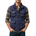 thumbnail image 2 of Men's Vest with Multi Pockets Breathable Lightweight Outdoor Cargo Vest Solid Color Stand Collar Jacket Men's Travel Sports Workout Vest, 2 of 6