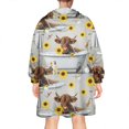 thumbnail image 2 of Gray Highland Cow Bathtub Sunflower Pattern Wearable Oversized Blanket,Wearable Blanket Hoodie for Adults,Cozy Hooded Blankets with Super Pockets,Super Warm Fuzzy Pullover for Women & Men, 2 of 6