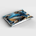 thumbnail image 2 of Ambesonne Funny Pillow Sham, Noble Warrior Cat on a Whale, 26" X 20", Sea Blue Peach Beige, 2 of 2