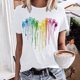 thumbnail image 2 of Camisetas de Manga Corta para las Mujeres Impresas Cuello Redondo Casual Camiseta, 95% Poliéster 5% Spandex Vintage Ligero Top para Diario, Fiesta Y Primavera, 2 of 5