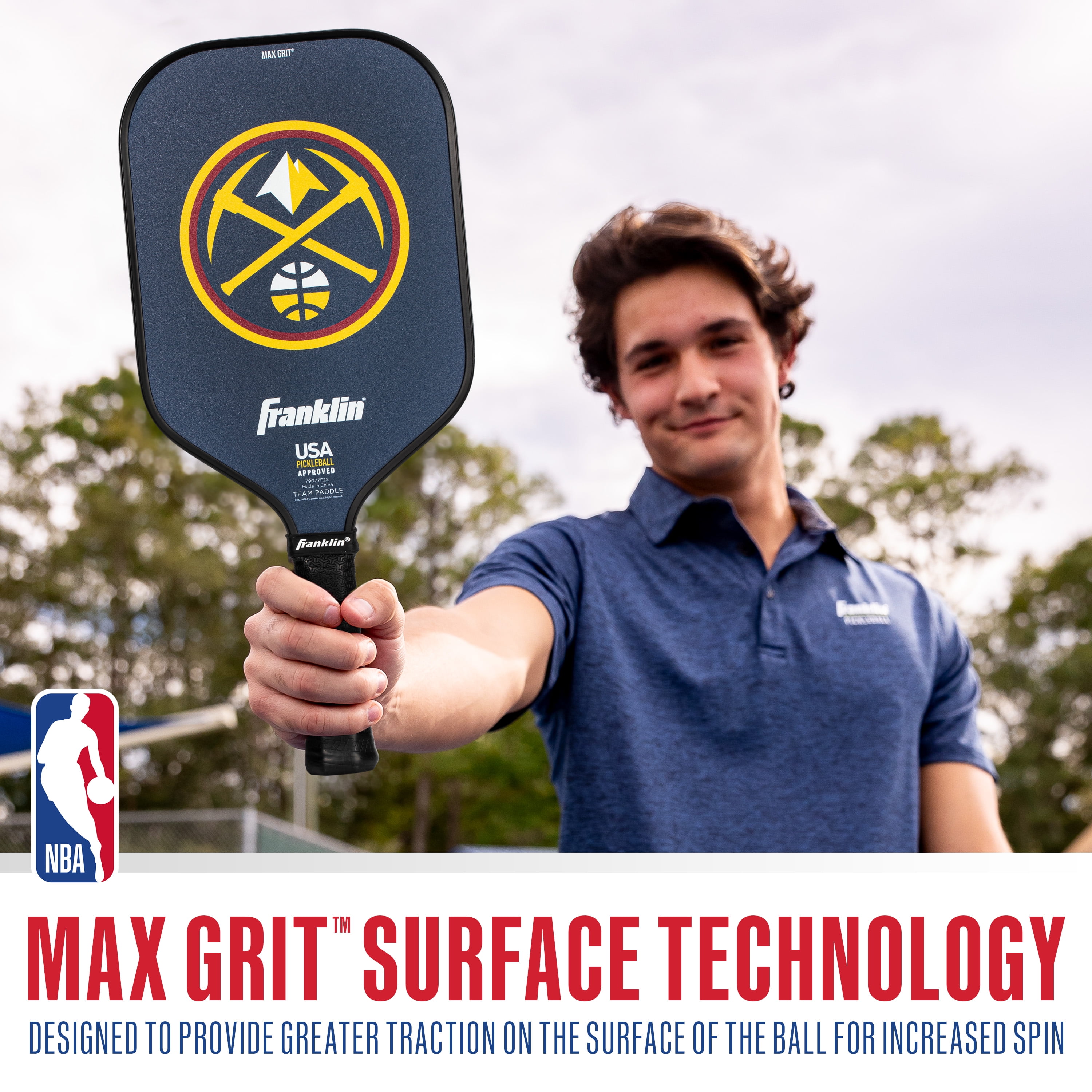 Franklin Sports NBA Denver Nuggets Pickleball Paddle - Official NBA Team Pickleball Paddles - USAP (USAPA) Approved Premium Quality Pickleball Paddles - Authentic Team Logos + Colors
