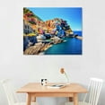 thumbnail image 2 of Nawypu  Modern Canvas Painting Wall Art Cityscape Traditional Port Mediterranean Sea Cinque Terre Italy Coast Landscape Print On Canvas Giclee Artwork for Wall Decor 20x16 inch, 2 of 4