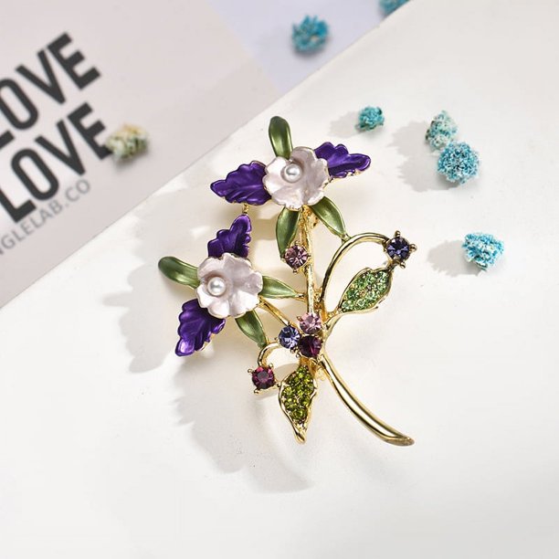 Zhuge Broches, alfileres, broches vintage, broche de esmalte verde, broches de flores y plantas de moda, accesorios de joyería de moda para mujeres y niñas, regalo, B17