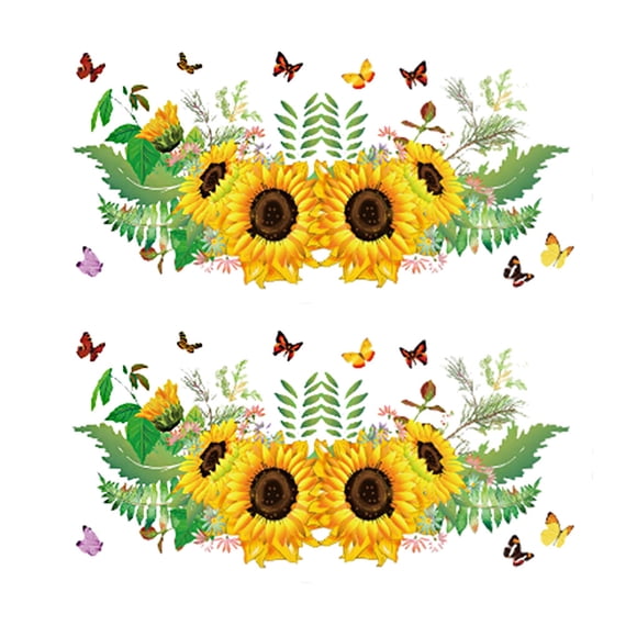 Bearachild 2 piezas pegatinas de pared de flores tipo de murales de fondo de TV de plantas extraíbles Type2 NO2