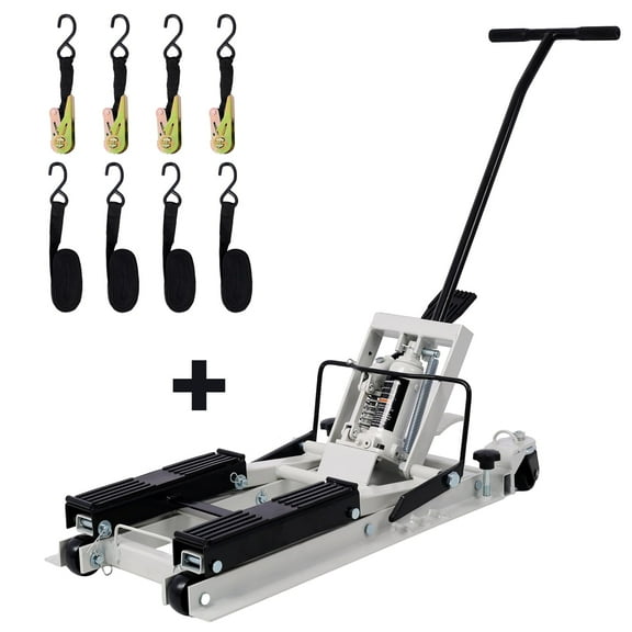Heavy-Duty Portable Motorcycle Lift Jack 1500 LBS Capacity 4 Wheels & Foot-Operated Hoist Stand ATV Scissor Lift Safe & Easy Motorcycle Maintenance