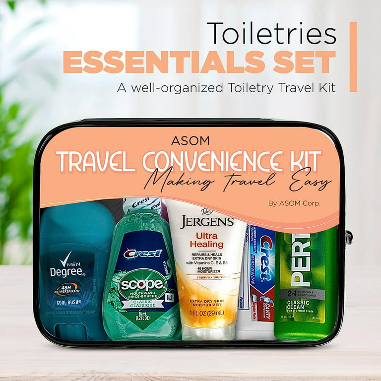 Unisex Toiletry Travel Kit, TSA Approved Personal Care Toiletries Hygiene  Essentials Set, 20 Piece