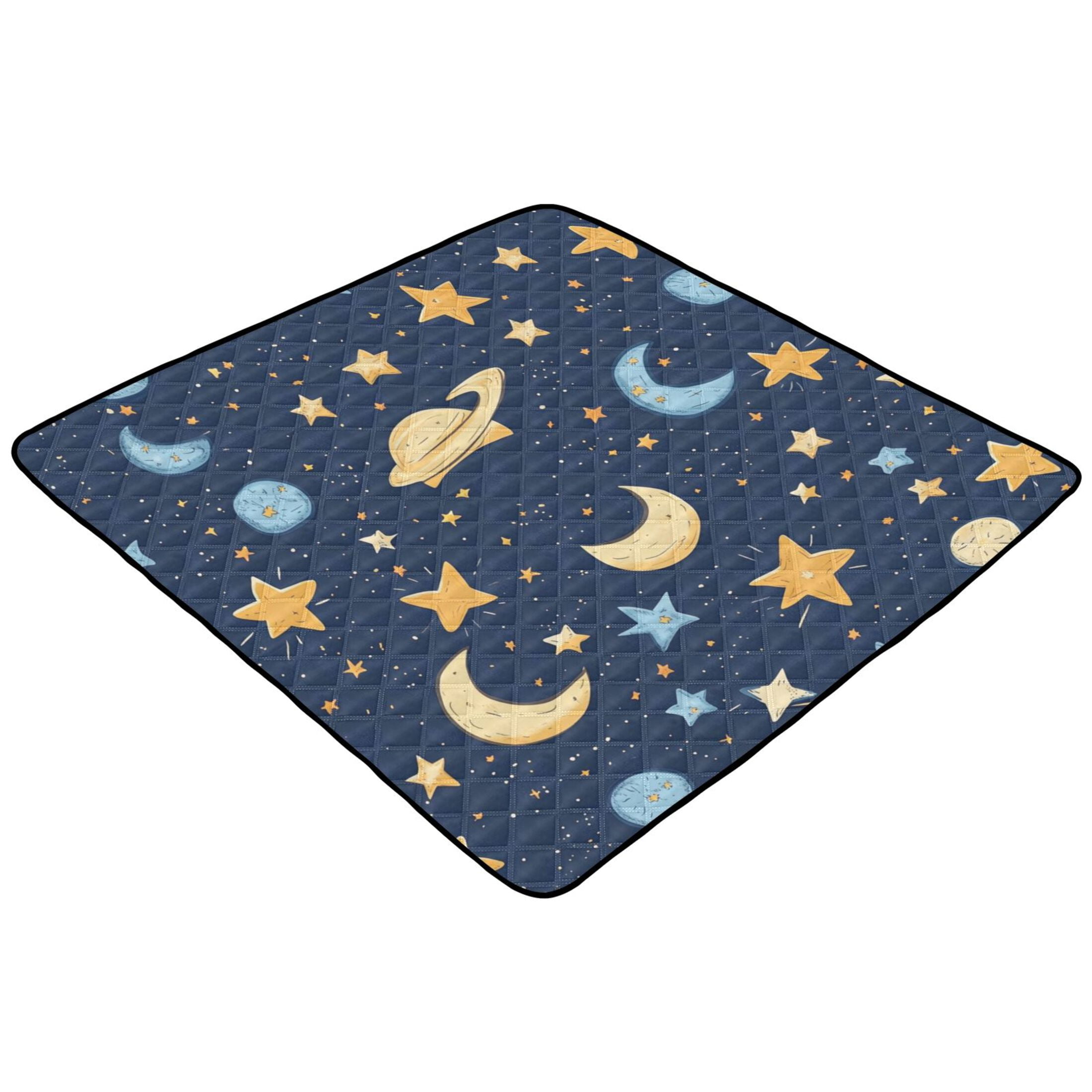 WOBOGO Cartoon Starry Sky Baby Playmats Extra Large Waterproof Rollable Activity Pads for Toddlers 50×50inch
