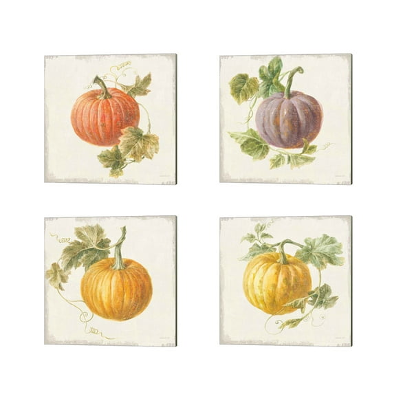 Great Art Now Floursack Autumn v2 by Danhui Nai 4 Piece Canvas Art Set Each 14"W x 14"H