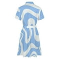 thumbnail image 6 of Blue White Abstract Wavy Pattern Womens Shirt Dresses Women'S Short Sleeve Dress Turn-Down Collar Dress A Line Casuall Dress Oversize(XS-6XL), 6 of 7