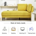 thumbnail image 4 of Euroco Modern Fabric Corner Lounge Chair 65", Upholstered Chaise Lounge for Living Room, Bedroom, Office, Apartment, Yellow, 4 of 11